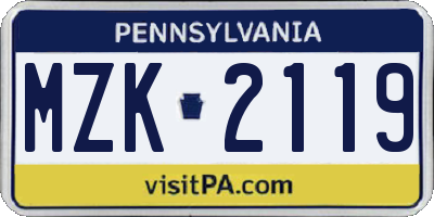 PA license plate MZK2119