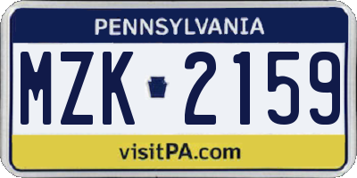 PA license plate MZK2159