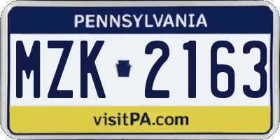 PA license plate MZK2163
