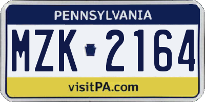 PA license plate MZK2164
