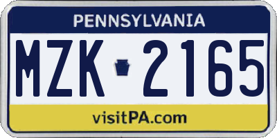 PA license plate MZK2165