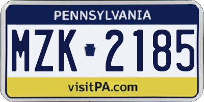 PA license plate MZK2185