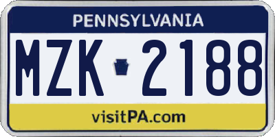 PA license plate MZK2188