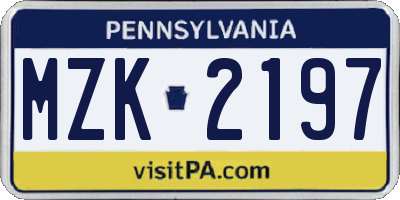 PA license plate MZK2197