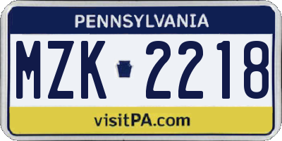 PA license plate MZK2218