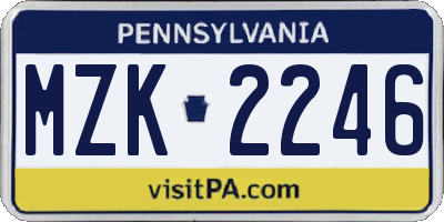 PA license plate MZK2246