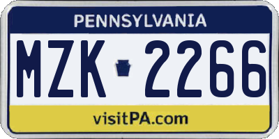 PA license plate MZK2266