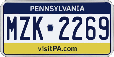 PA license plate MZK2269