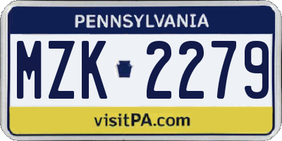 PA license plate MZK2279