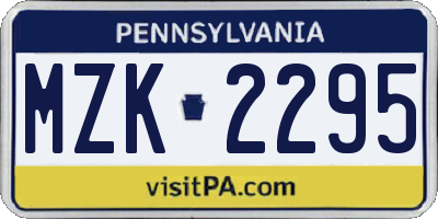 PA license plate MZK2295