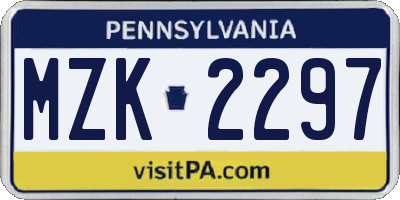 PA license plate MZK2297