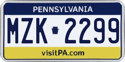 PA license plate MZK2299