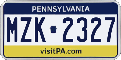 PA license plate MZK2327