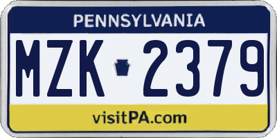 PA license plate MZK2379