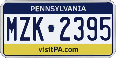 PA license plate MZK2395