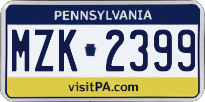 PA license plate MZK2399