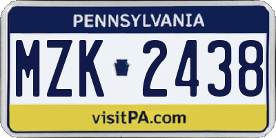 PA license plate MZK2438