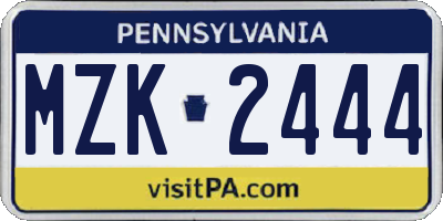 PA license plate MZK2444
