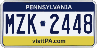 PA license plate MZK2448