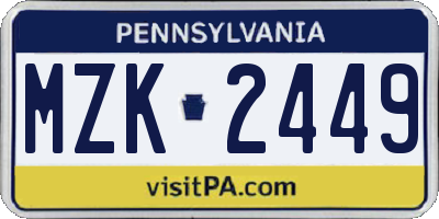 PA license plate MZK2449