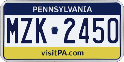PA license plate MZK2450