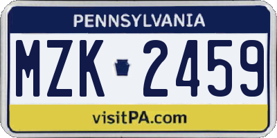 PA license plate MZK2459