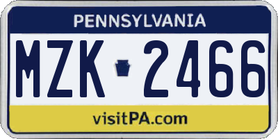 PA license plate MZK2466