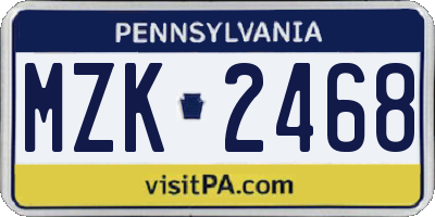 PA license plate MZK2468