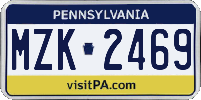 PA license plate MZK2469