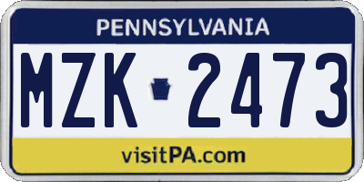 PA license plate MZK2473