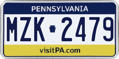 PA license plate MZK2479