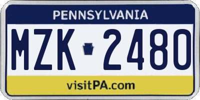 PA license plate MZK2480