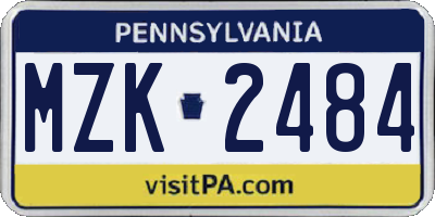 PA license plate MZK2484