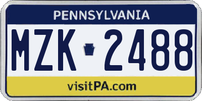 PA license plate MZK2488