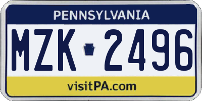 PA license plate MZK2496