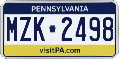 PA license plate MZK2498