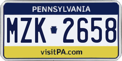 PA license plate MZK2658