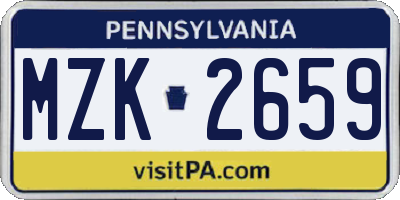 PA license plate MZK2659