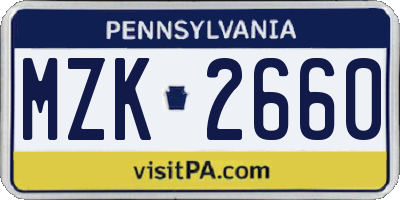 PA license plate MZK2660