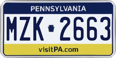PA license plate MZK2663