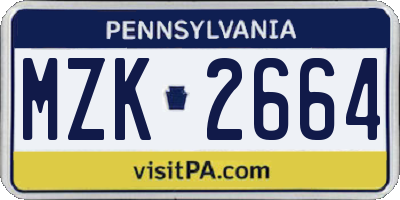 PA license plate MZK2664