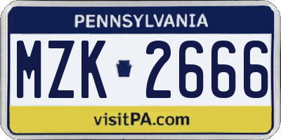 PA license plate MZK2666