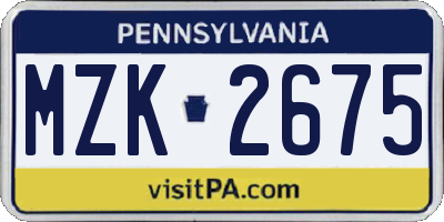 PA license plate MZK2675