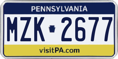 PA license plate MZK2677