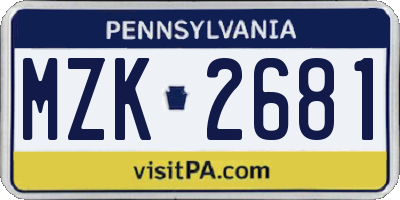 PA license plate MZK2681