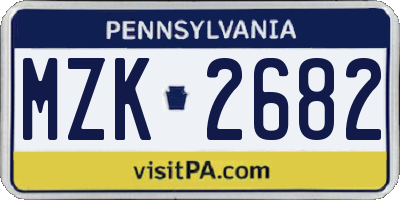 PA license plate MZK2682
