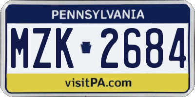PA license plate MZK2684