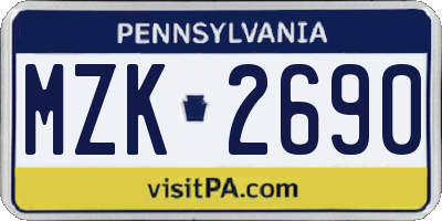 PA license plate MZK2690