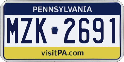 PA license plate MZK2691