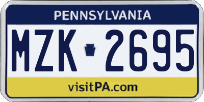 PA license plate MZK2695